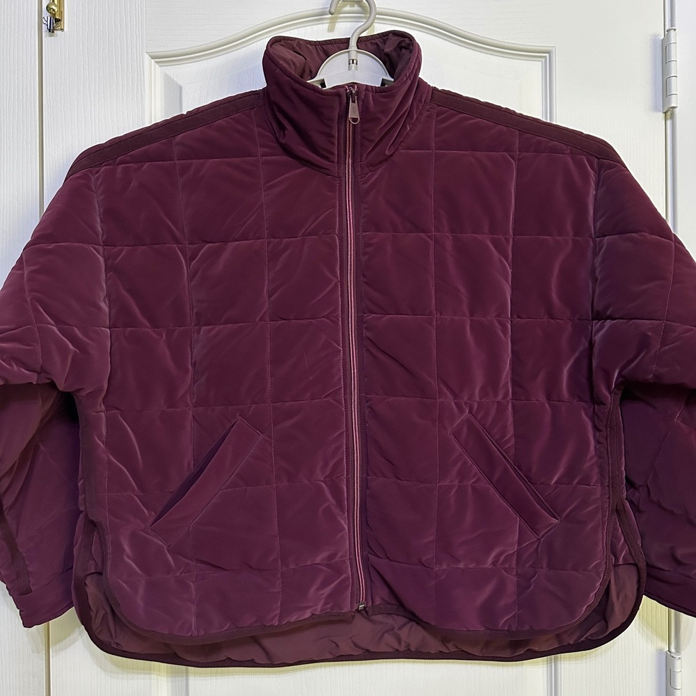 Free People FP Movement Pippa Packable Puffer Jacket M Water Resistant Burgundy